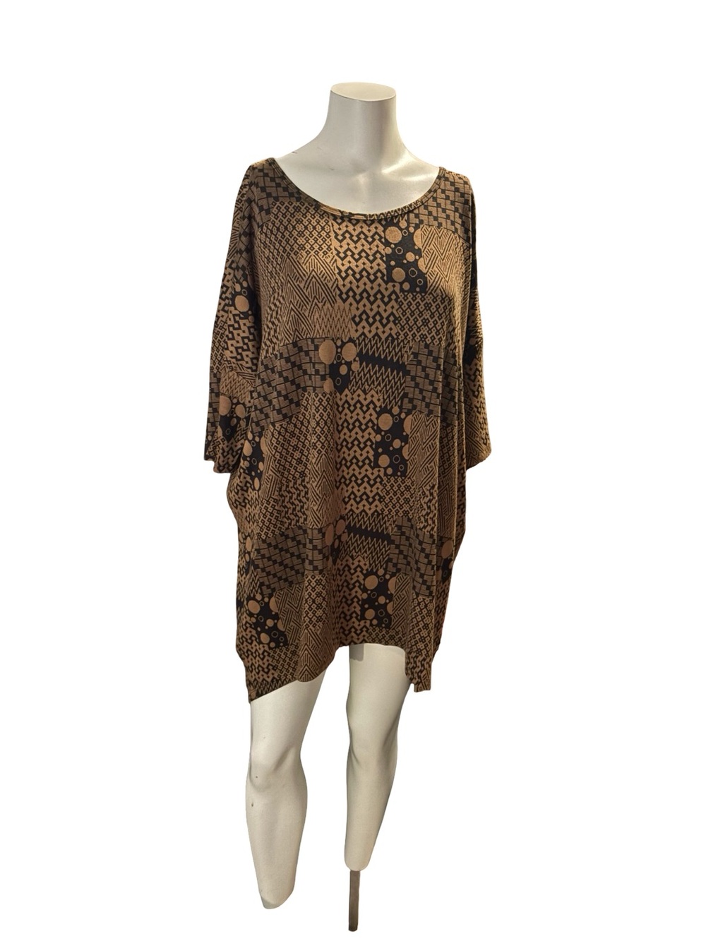 LuLaRoe Black and Brown Geometric Print Tunic
